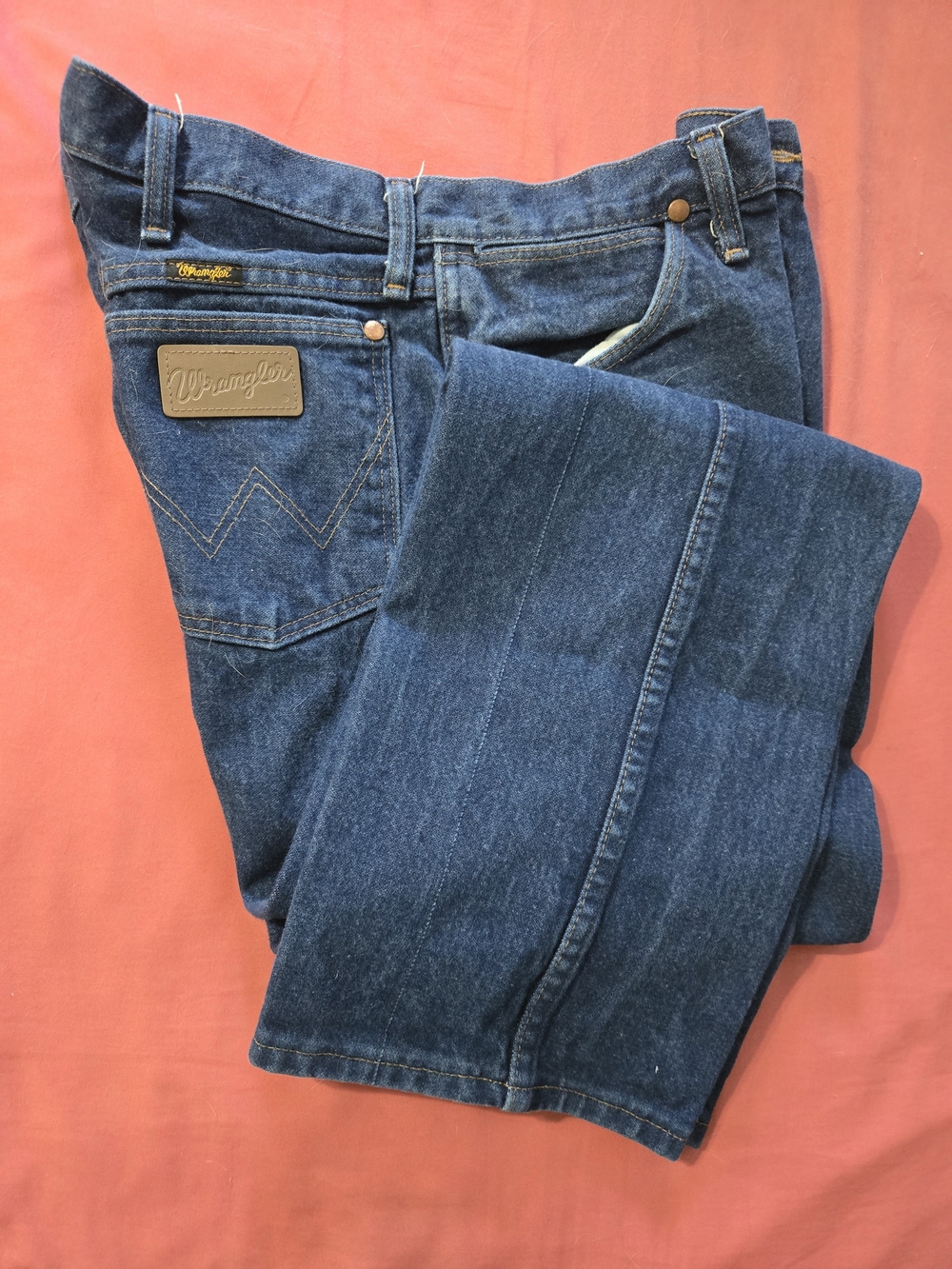 Wrangler Men’s Dark Blue Bootcut Jeans 36x30 with Leather Patch